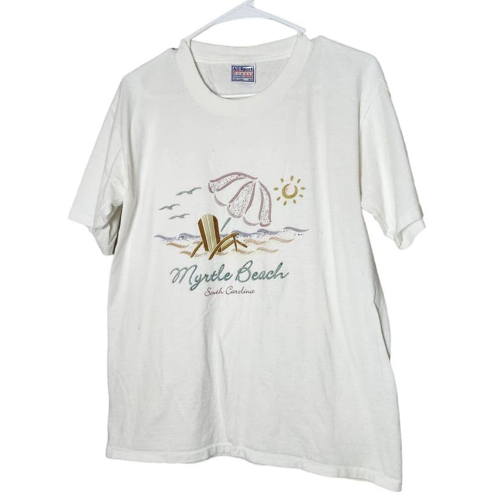 Vintage All Sport Myrtle Beach South‎ Carolina White T- Shirt Unisex Medium